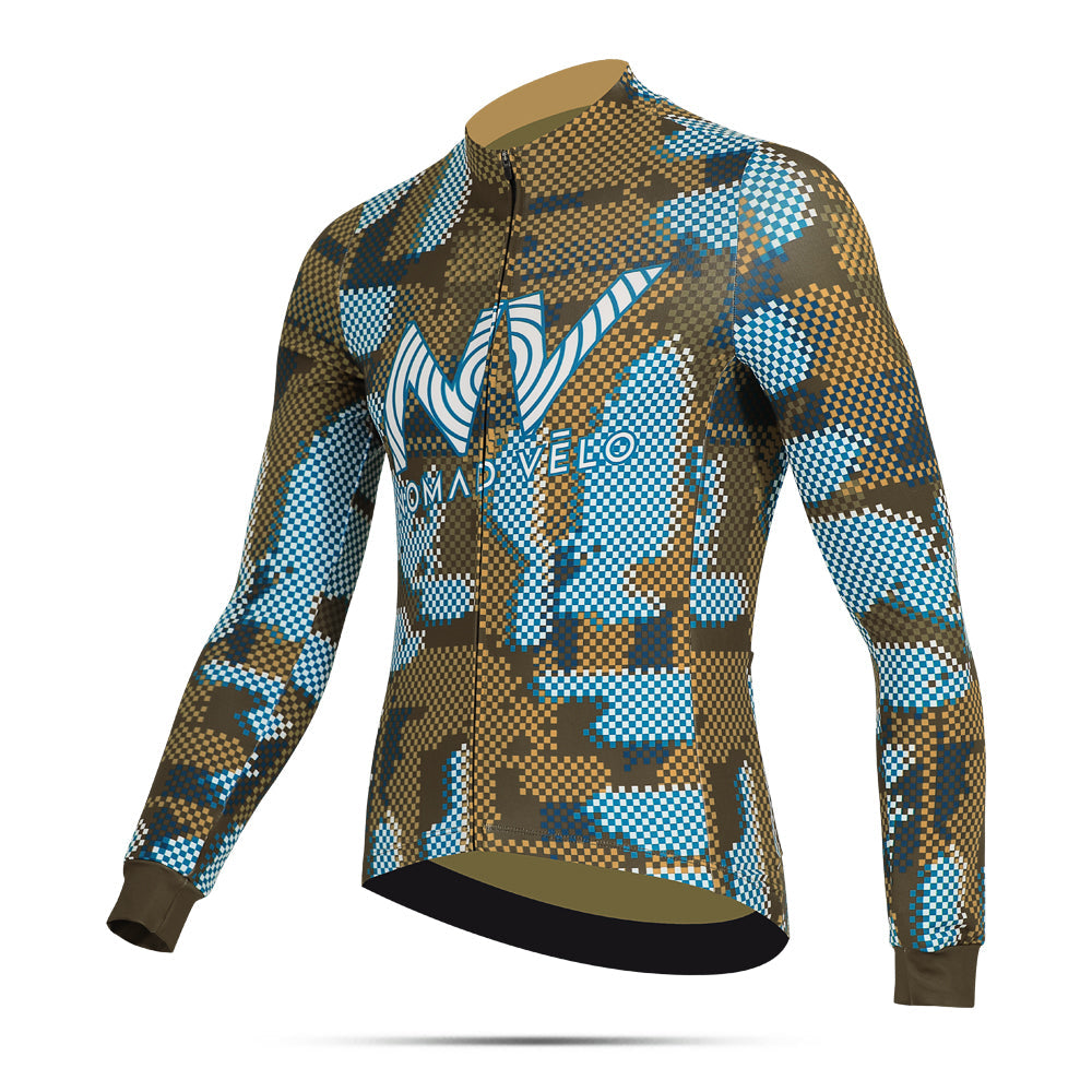 Cycling Khaki Techwave Jersey – Long Sleeve Aero Race Fit Statement Piece | Nomad Vélo