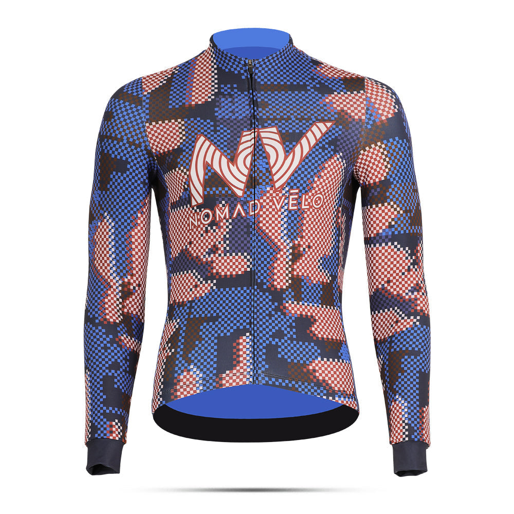 Cycling Blue Techwave Jersey – Long Sleeve Aero Race Fit Performance | Nomad Vélo