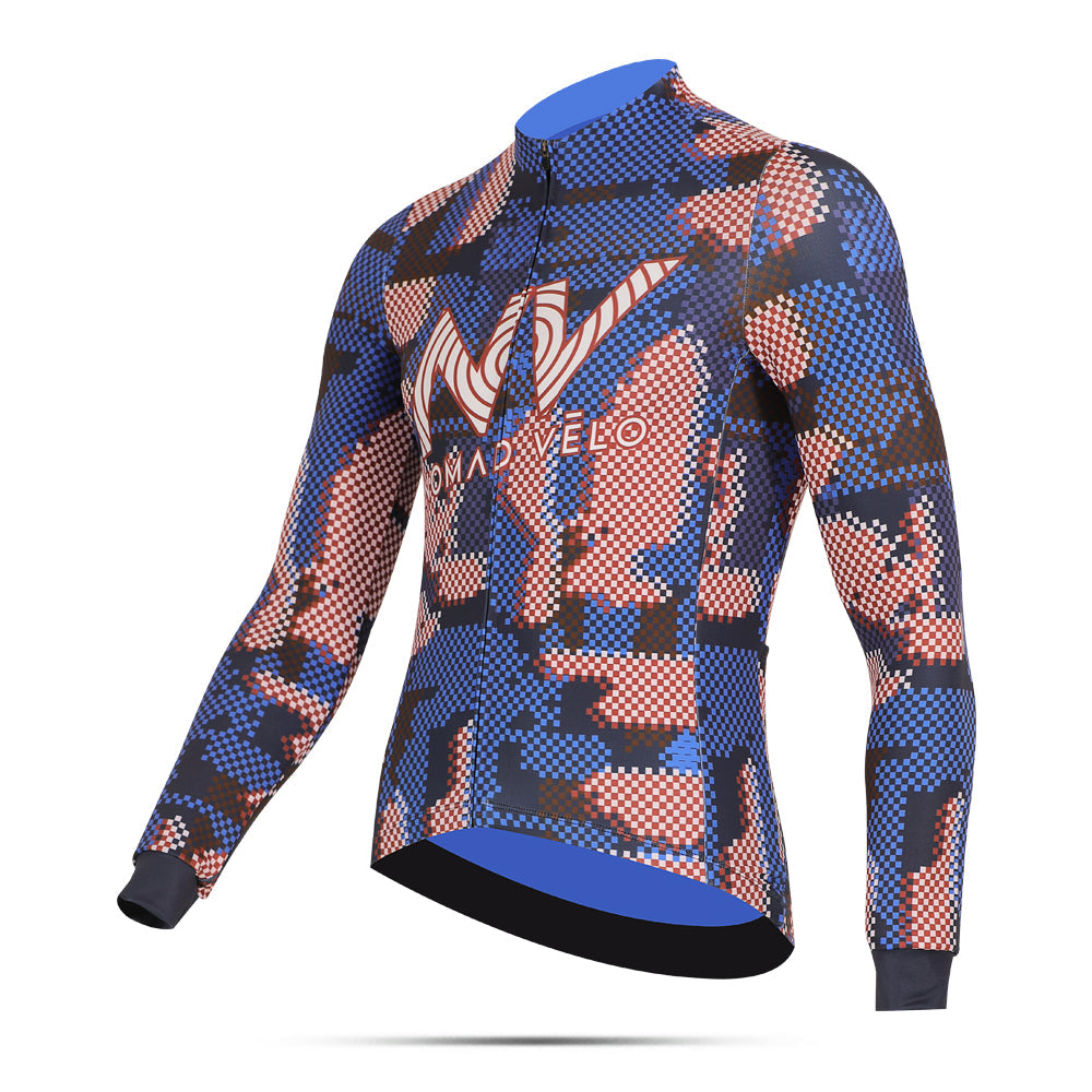 Cycling Blue Techwave Jersey – Long Sleeve Aero Race Fit Performance | Nomad Vélo