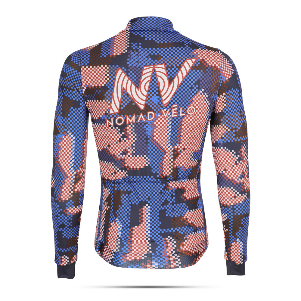Cycling Blue Techwave Jersey – Long Sleeve Aero Race Fit Performance | Nomad Vélo