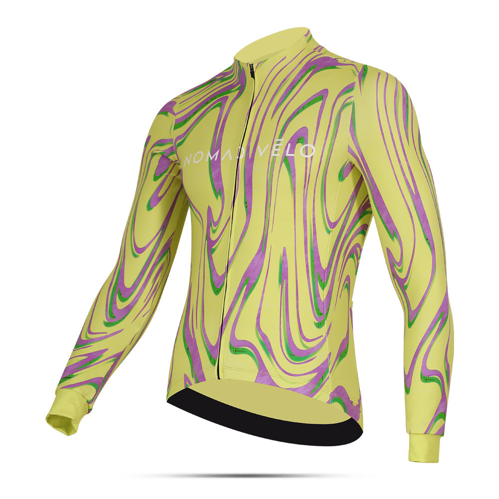 Cycling Yellow Neon Ember Jersey – Long Sleeve Aero Race Fit High Visibility | Nomad Vélo