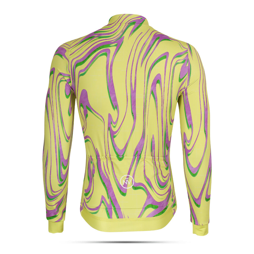 Cycling Yellow Neon Ember Jersey – Long Sleeve Aero Race Fit High Visibility | Nomad Vélo