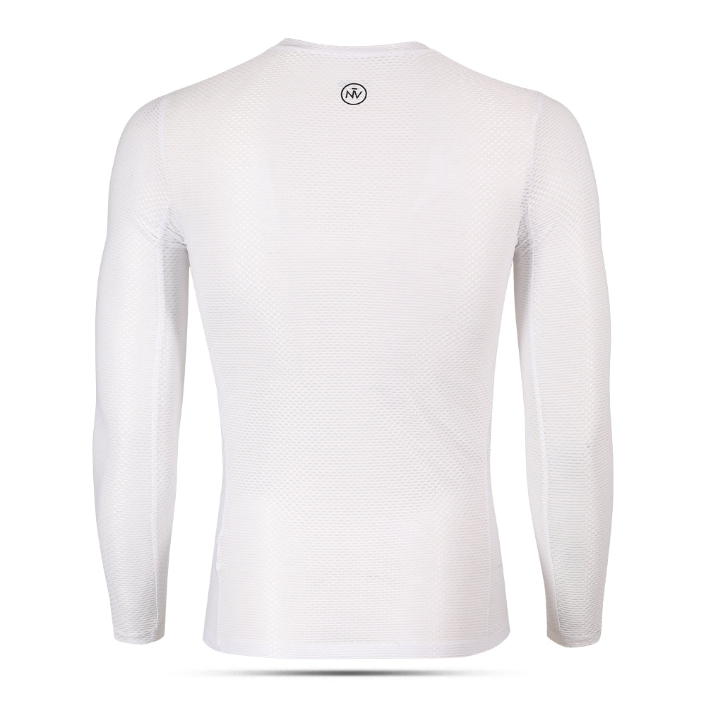 Base Layer White – Long Sleeve Moisture-Wicking Race Slim Fit | Nomad Vélo