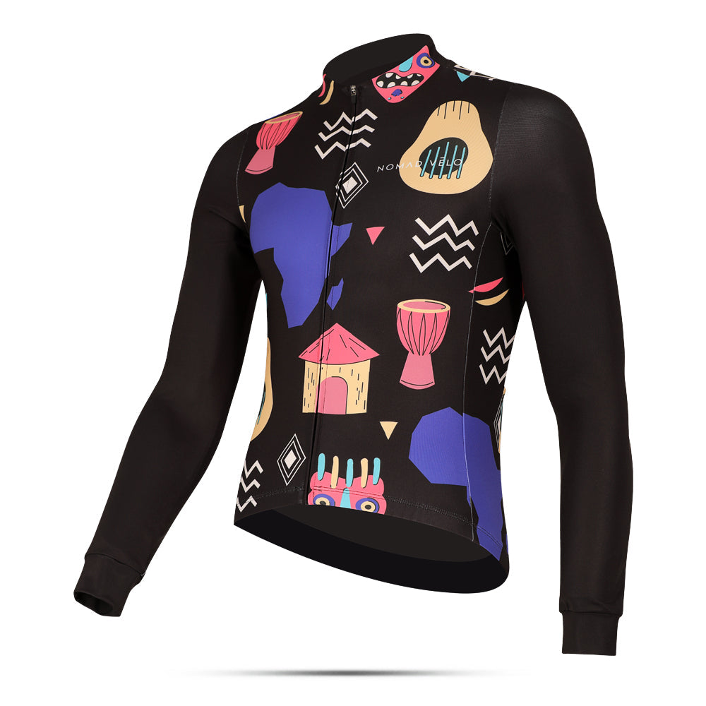 Cycling African Long Sleeve Jersey – Aero Fit Tribal Pattern Cultural Design | Nomad Vélo