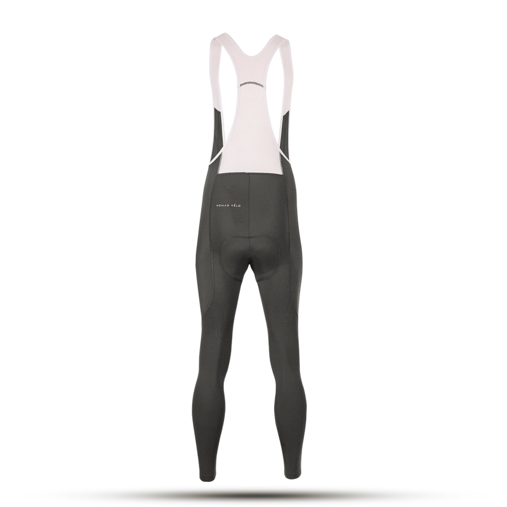 Cycling Grey Bib Tights – Thermal Race Slim Fit Winter Riding | Nomad Vélo