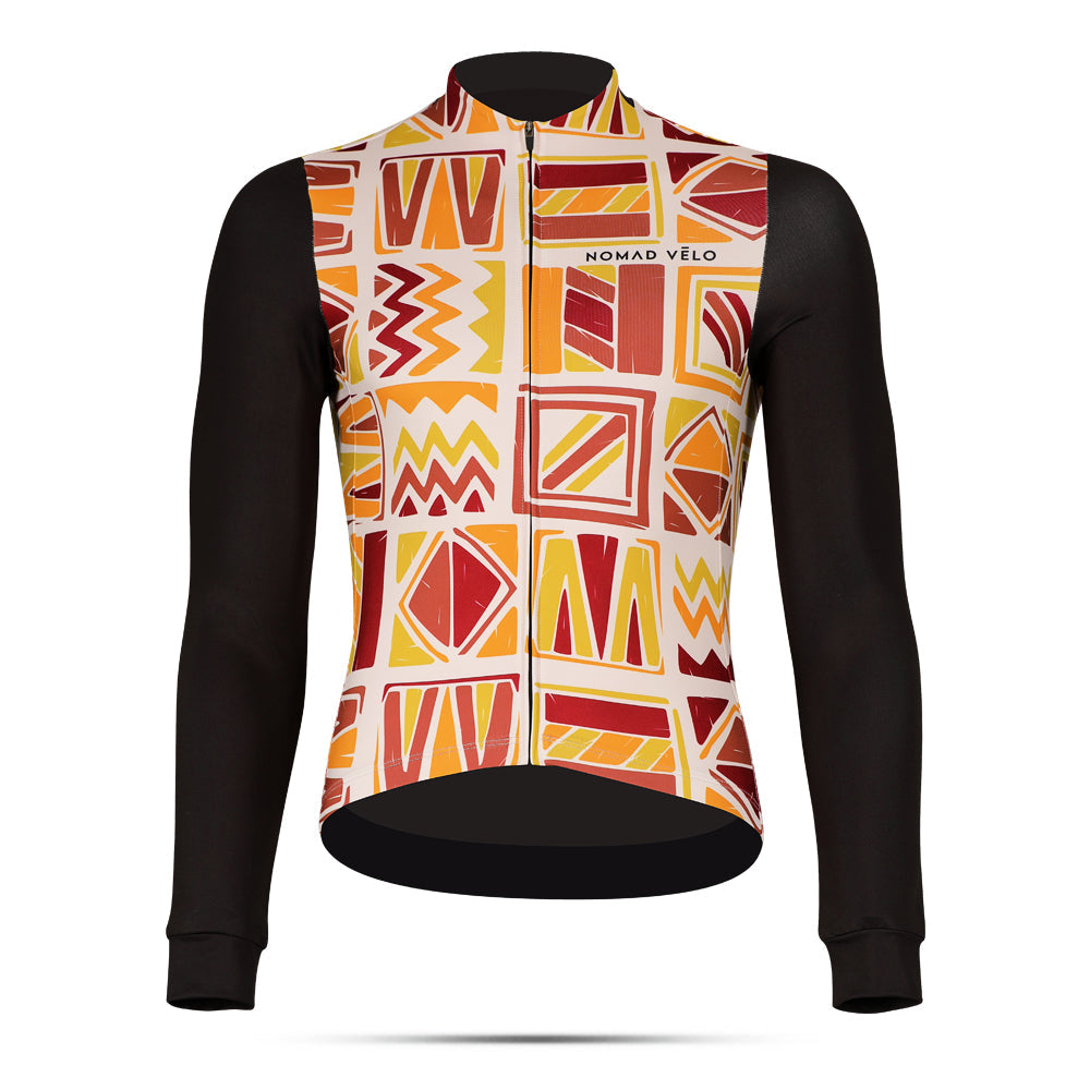 Cycling Ethnikal Long Sleeve Jersey – Aero Fit Ethnic Pattern Cultural Design | Nomad Vélo