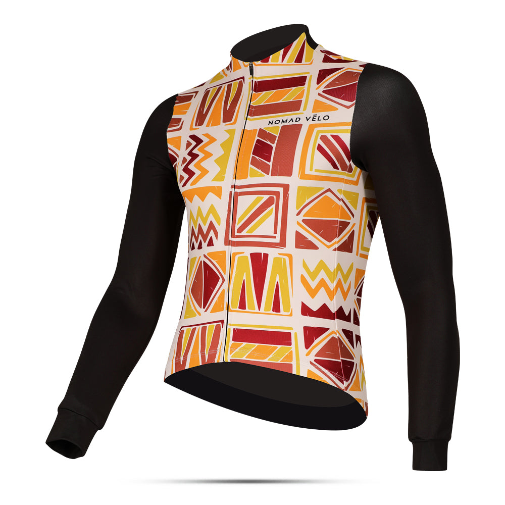 Cycling Ethnikal Long Sleeve Jersey – Aero Fit Ethnic Pattern Cultural Design | Nomad Vélo
