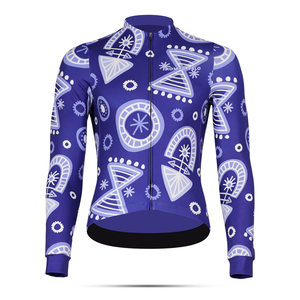 Cycling Clock Long Sleeve Jersey – Aero Fit Time Graphic Design Modern | Nomad Vélo