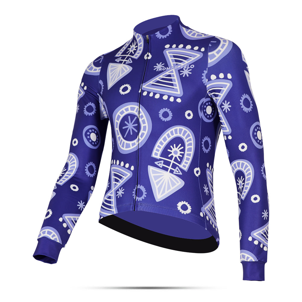 Cycling Clock Long Sleeve Jersey – Aero Fit Time Graphic Design Modern | Nomad Vélo