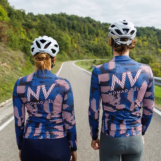 Cycling Blue Techwave Jersey – Long Sleeve Aero Race Fit Performance | Nomad Vélo