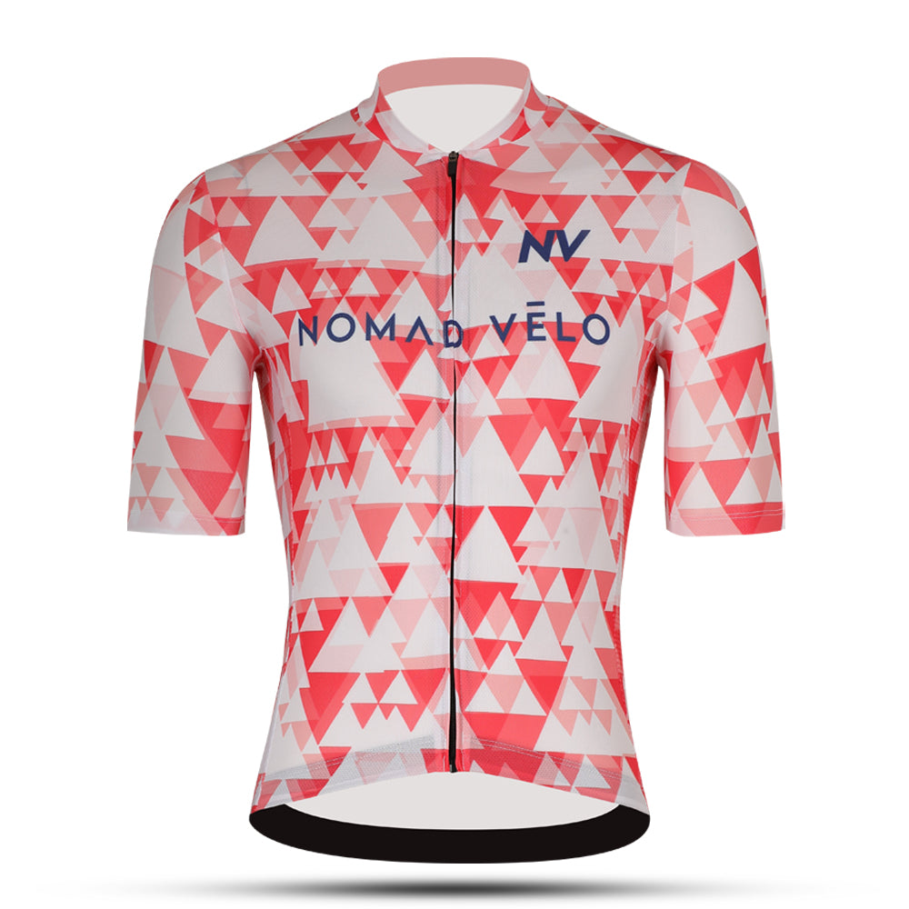 Cycling Red Geometric Jersey – Race Slim Fit Aero Fast Rides | Nomad Vélo