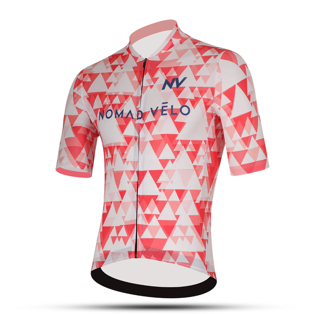 Cycling Red Geometric Jersey – Race Slim Fit Aero Fast Rides | Nomad Vélo