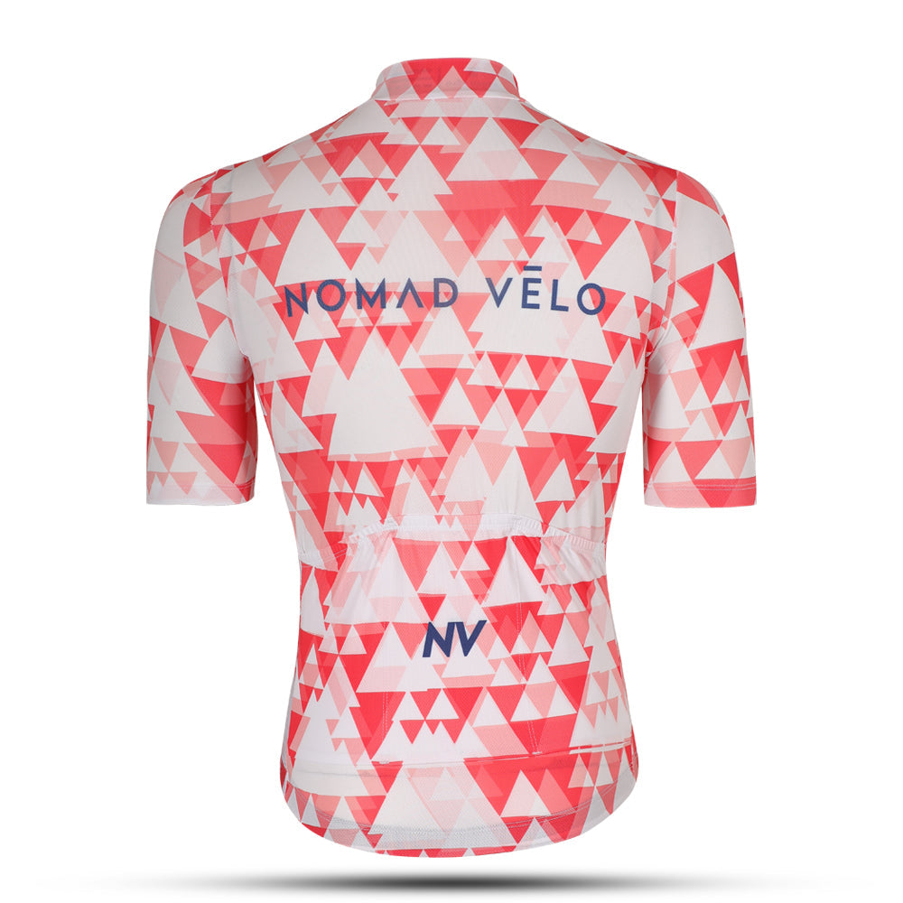 Cycling Red Geometric Jersey – Race Slim Fit Aero Fast Rides | Nomad Vélo