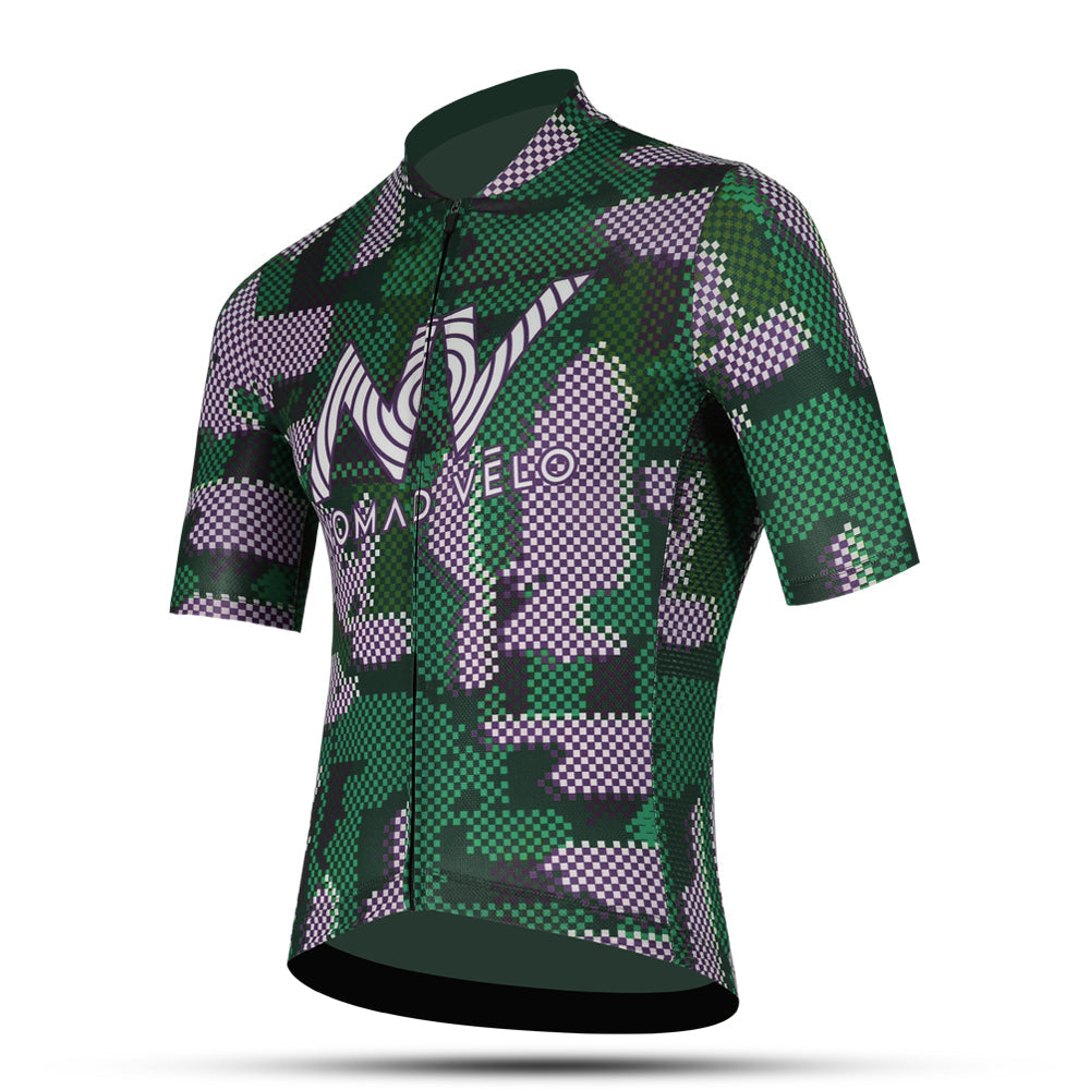 Cycling Green Pro Jersey – Short Sleeve Race Slim Fit Techwave Aero Pattern | Nomad Vélo