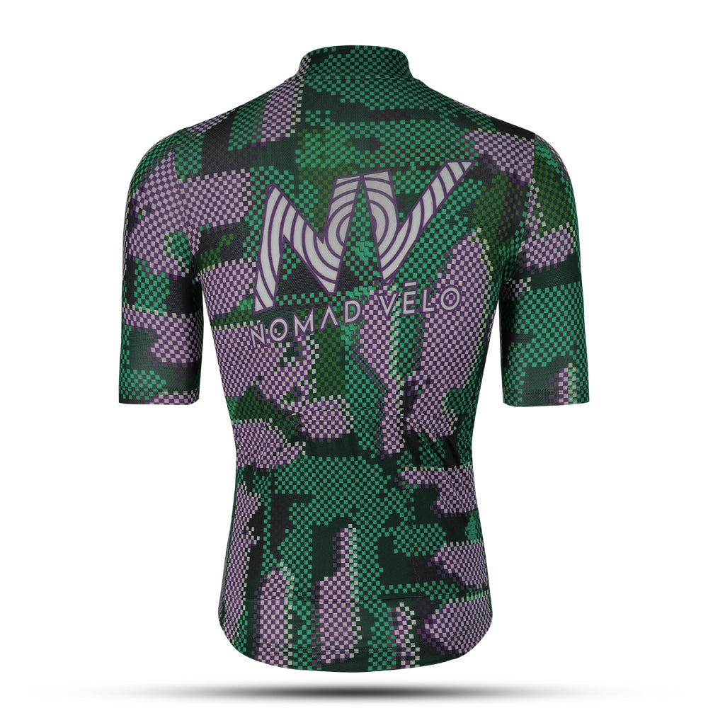 Cycling Green Pro Jersey – Short Sleeve Race Slim Fit Techwave Aero Pattern | Nomad Vélo