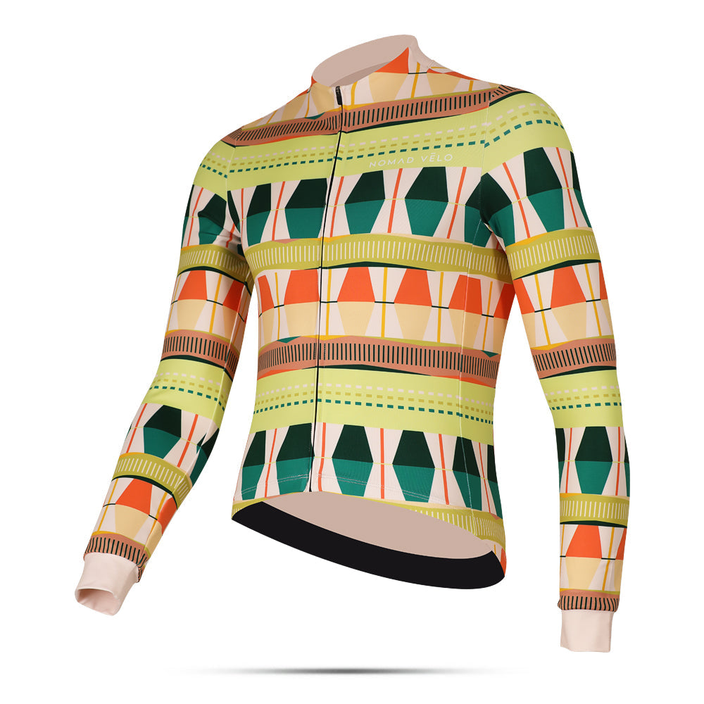 Cycling Savanna Long Sleeve Jersey – Aero Fit Earthy Landscape Design Outdoor | Nomad Vélo