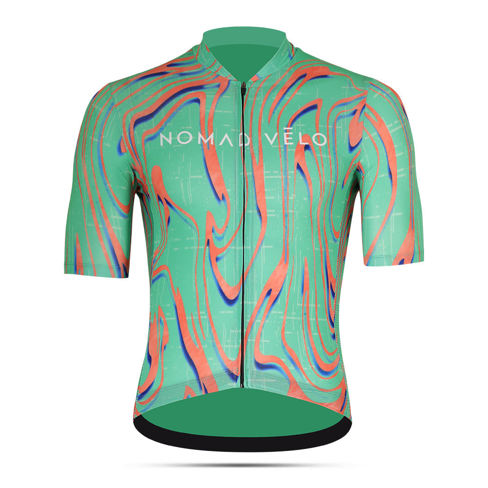 Cycling Green Orange Pro Jersey – Short Sleeve Race Slim Fit Neon Ember | Nomad Vélo