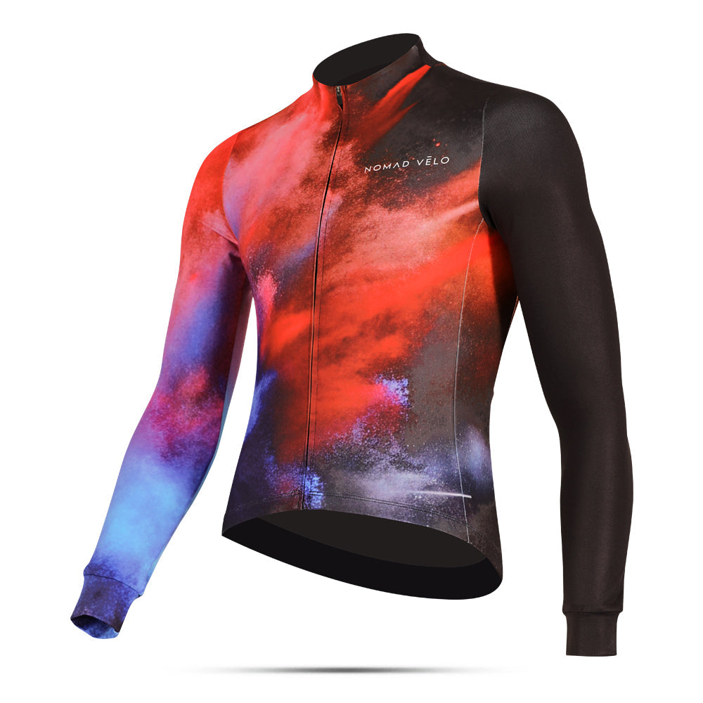 Cycling Black Explosion Jersey – Long Sleeve Aero Fit Bold Dynamic Design | Nomad Vélo