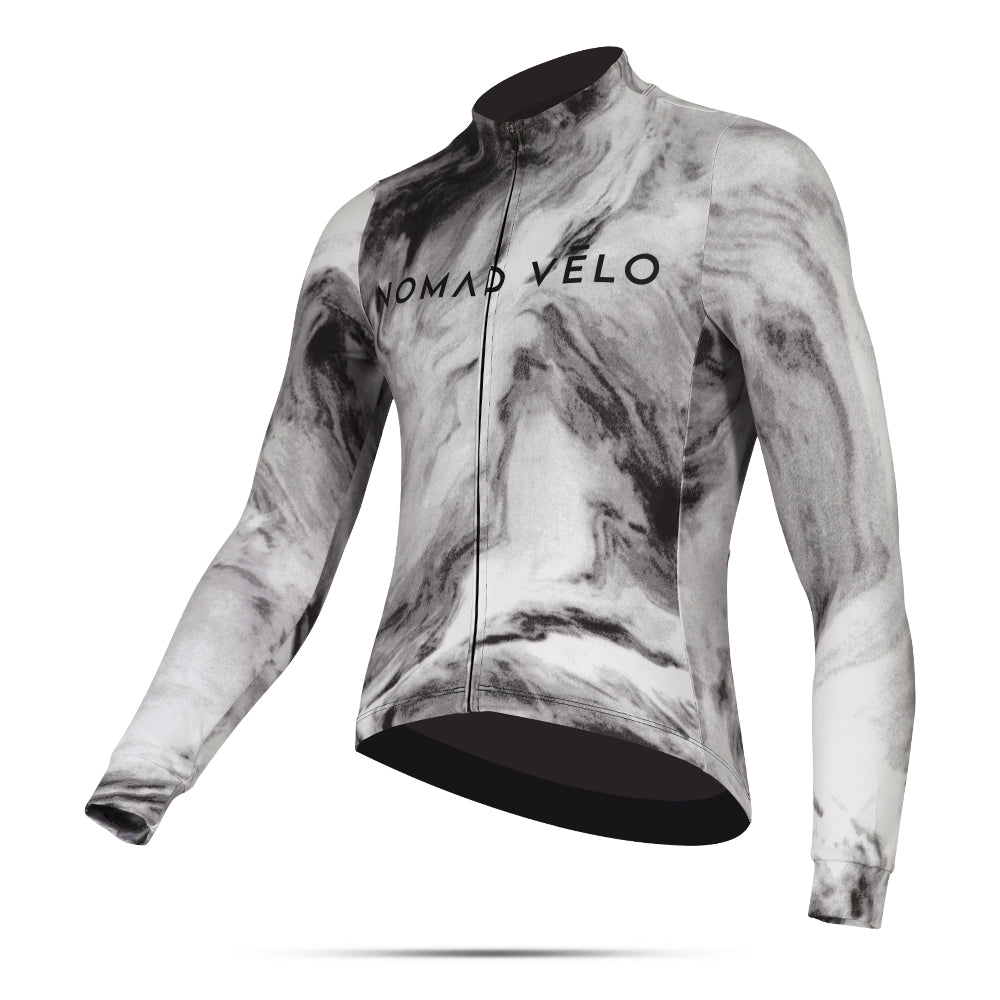 Cycling Obsidian Long Sleeve Jersey – Aero Fit Thermal Black Sleek Design Winter | Nomad Vélo