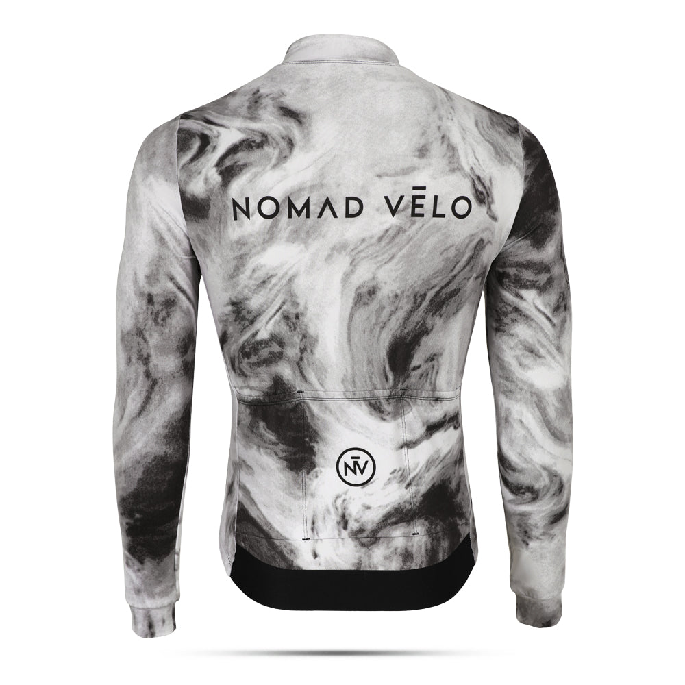 Cycling Obsidian Long Sleeve Jersey – Aero Fit Thermal Black Sleek Design Winter | Nomad Vélo