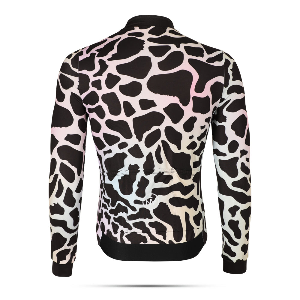 Cycling Zebra Long Sleeve Jersey – Aero Fit Thermal Black White Stripe Pattern | Nomad Vélo