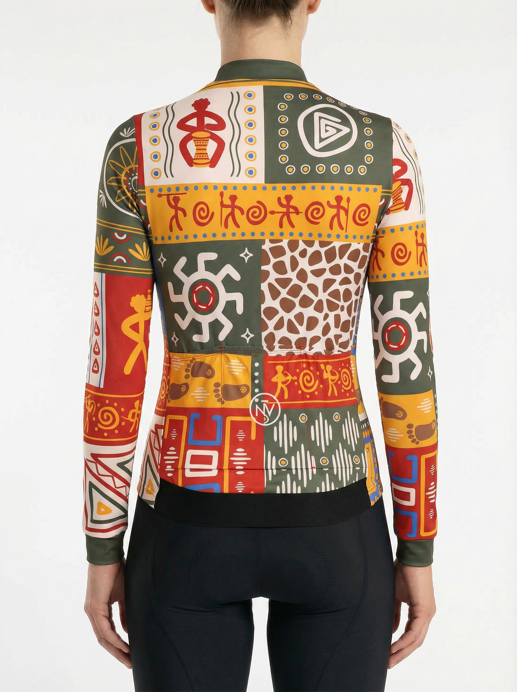 Cycling Totem Core Long Sleeve Jersey – Aero Fit Thermal Tribal Symbolic Design | Nomad Vélo