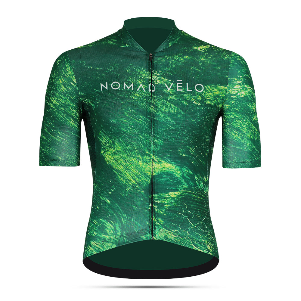 Cycling Green Pacific Jersey – Short Sleeve Race Slim Fit Aero Pattern | Nomad Vélo