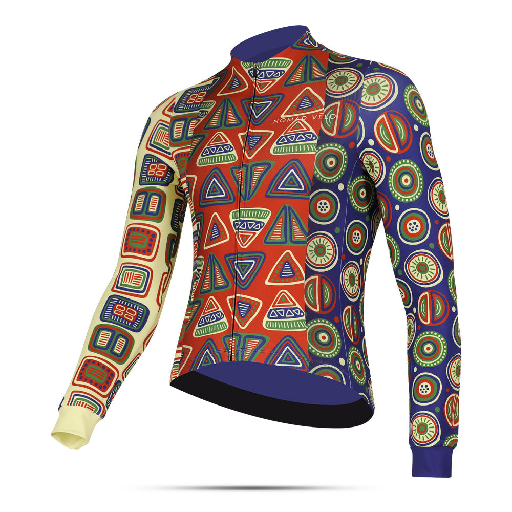 Cycling Totem Long Sleeve Jersey – Aero Fit Thermal Tribal Cultural Design Winter | Nomad Vélo