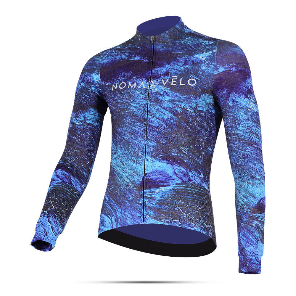 Cycling Pacific Blue Jersey – Long Sleeve Aero Fit for Climbs | Nomad Vélo