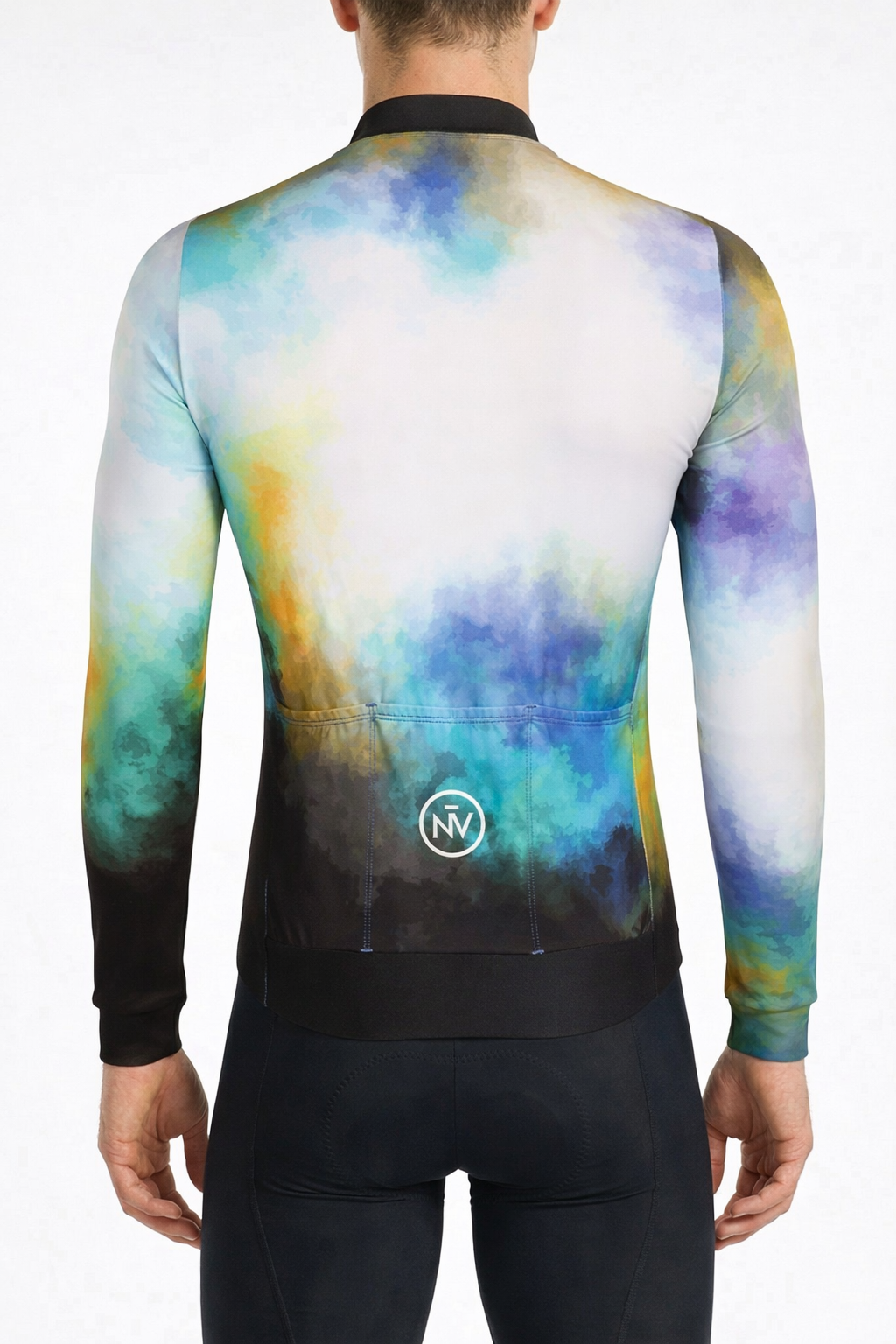 Cycling Aurora Long Sleeve Jersey – Aero Fit Thermal Gradient Northern Lights Design | Nomad Vélo