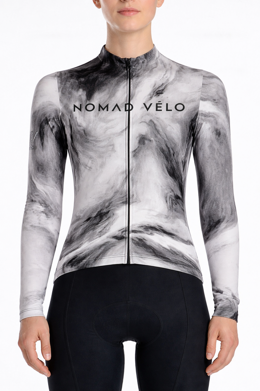Cycling Obsidian Long Sleeve Jersey – Aero Fit Thermal Black Sleek Design Winter | Nomad Vélo