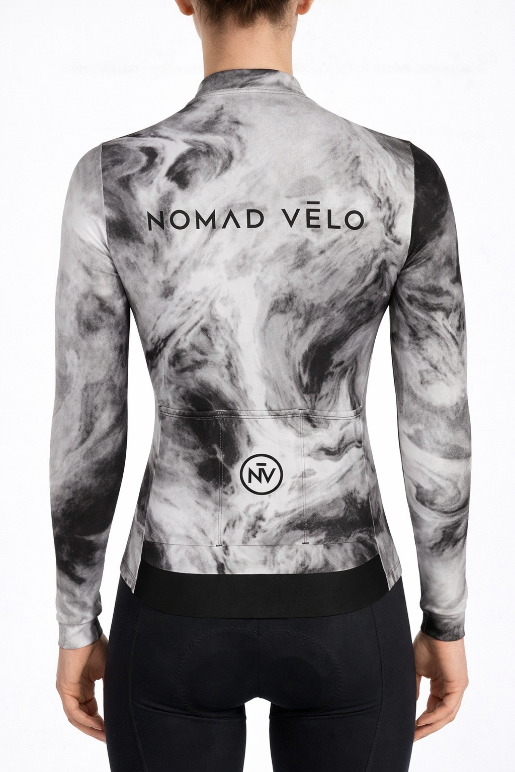 Cycling Obsidian Long Sleeve Jersey – Aero Fit Thermal Black Sleek Design Winter | Nomad Vélo