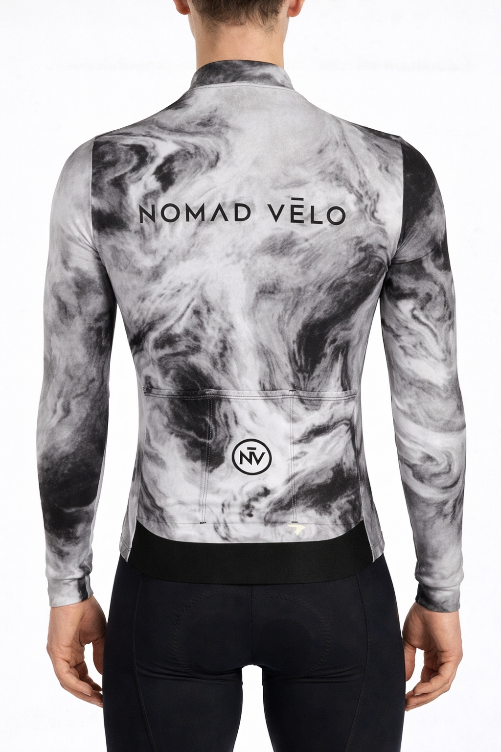 Cycling Obsidian Long Sleeve Jersey – Aero Fit Thermal Black Sleek Design Winter | Nomad Vélo