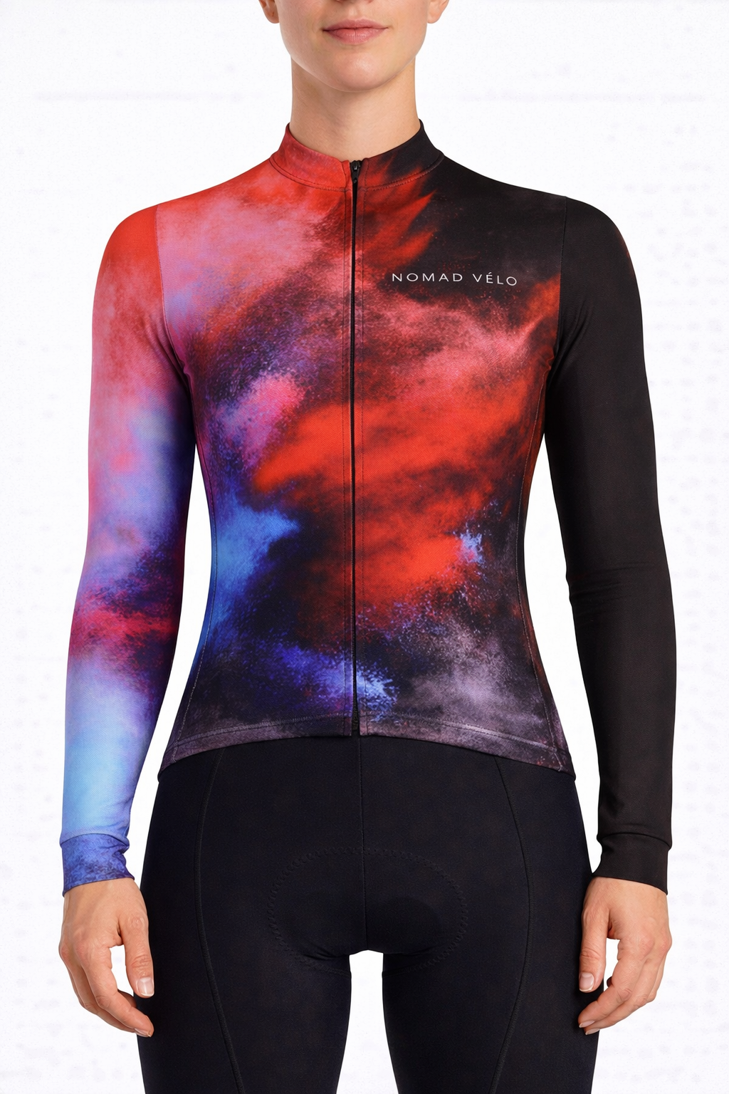 Cycling Black Explosion Jersey – Long Sleeve Aero Fit Bold Dynamic Design | Nomad Vélo