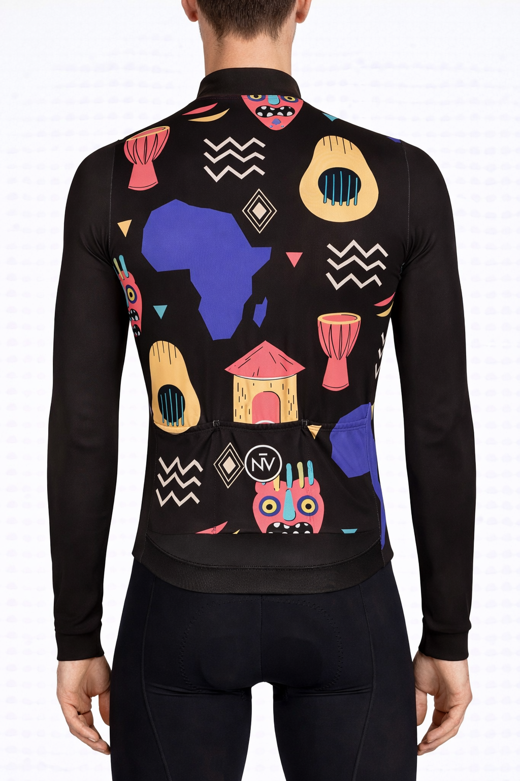 Cycling African Long Sleeve Jersey – Aero Fit Tribal Pattern Cultural Design | Nomad Vélo