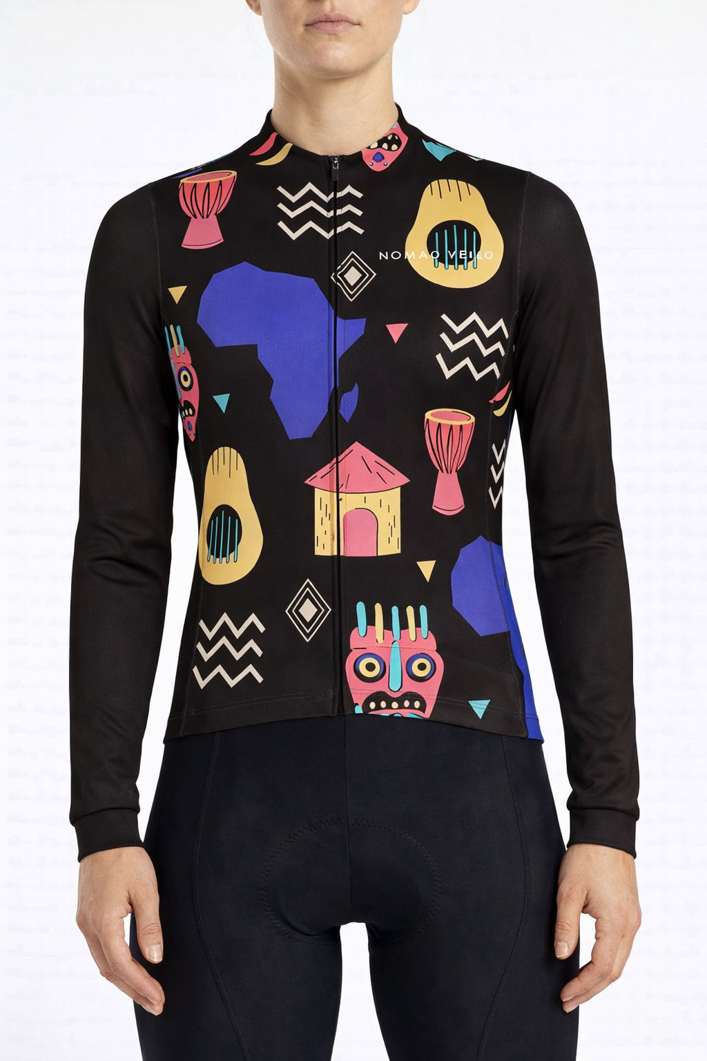 Cycling African Long Sleeve Jersey – Aero Fit Tribal Pattern Cultural Design | Nomad Vélo
