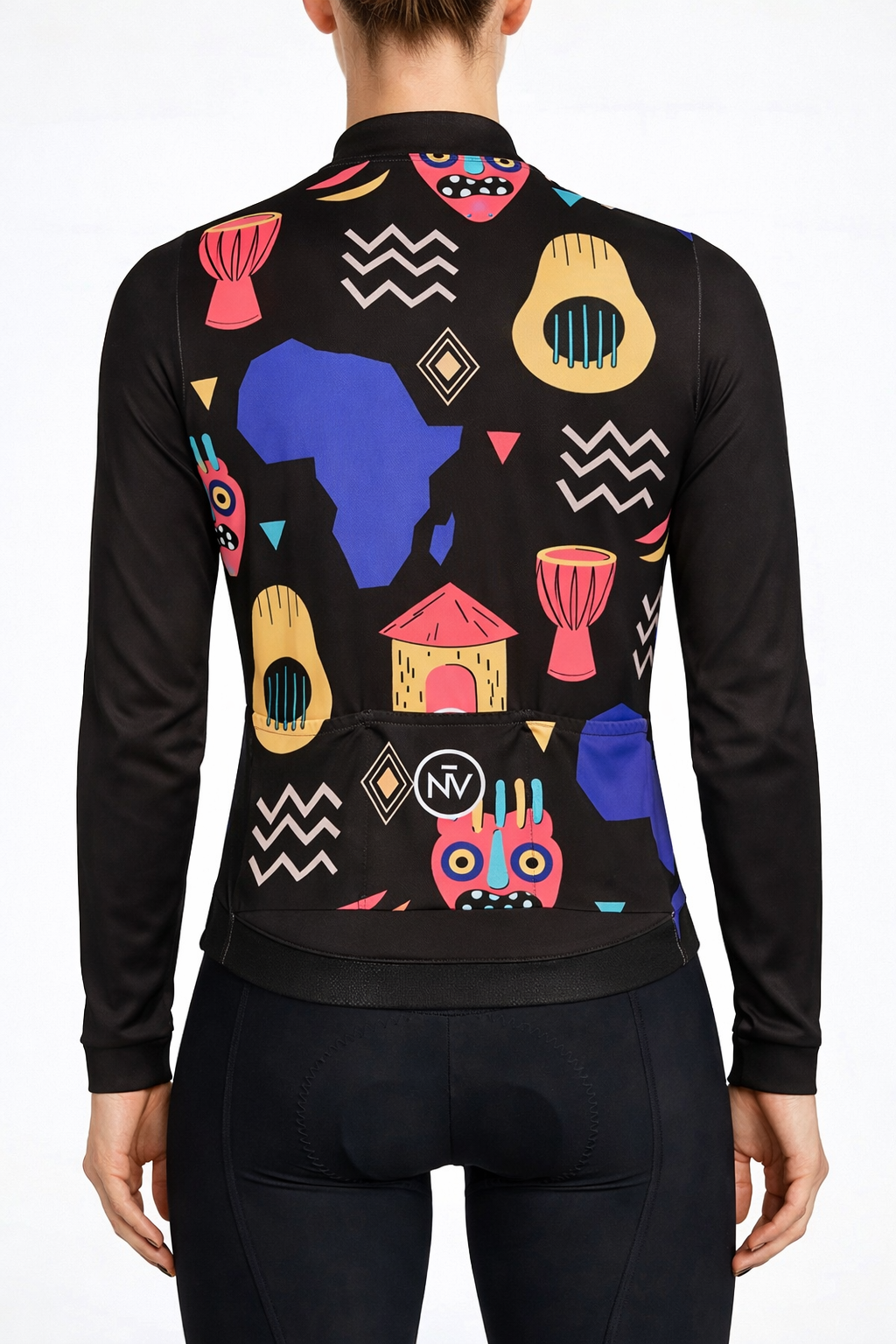 Cycling African Long Sleeve Jersey – Aero Fit Tribal Pattern Cultural Design | Nomad Vélo