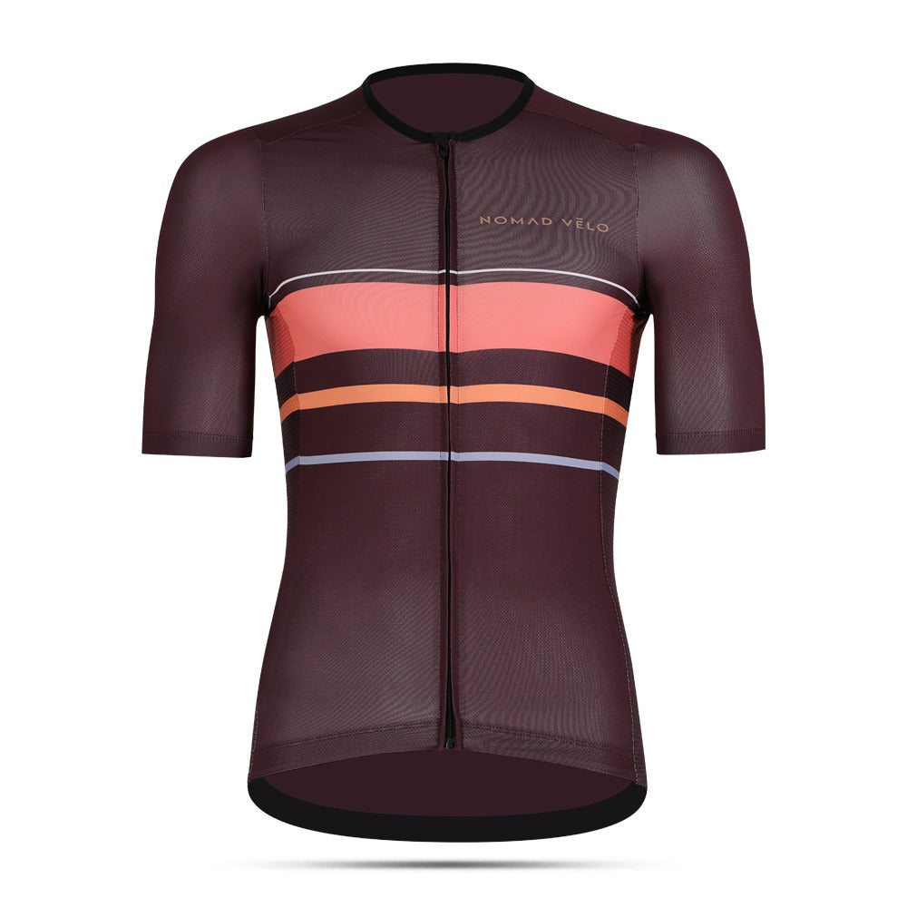 Cycling Maroon Classic Jersey – Short Sleeve Aero Comfort Long Rides Endurance | Nomad Vélo