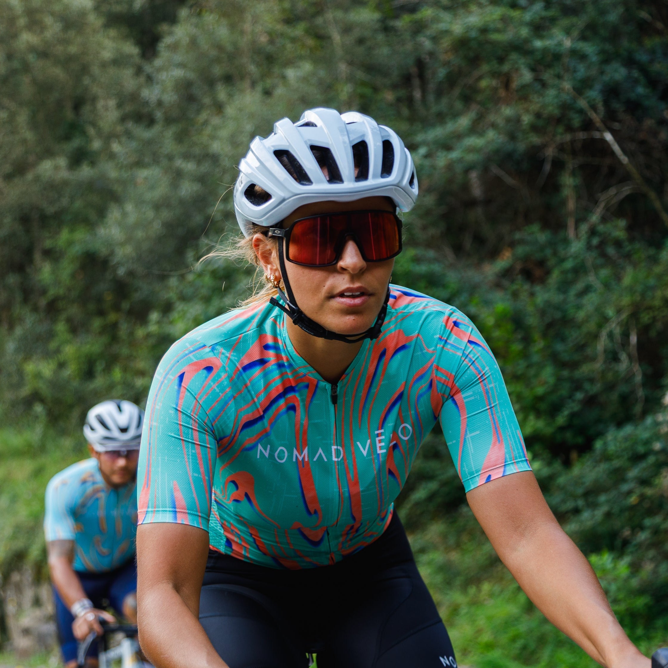 Cycling Green Orange Pro Jersey – Short Sleeve Race Slim Fit Neon Ember | Nomad Vélo