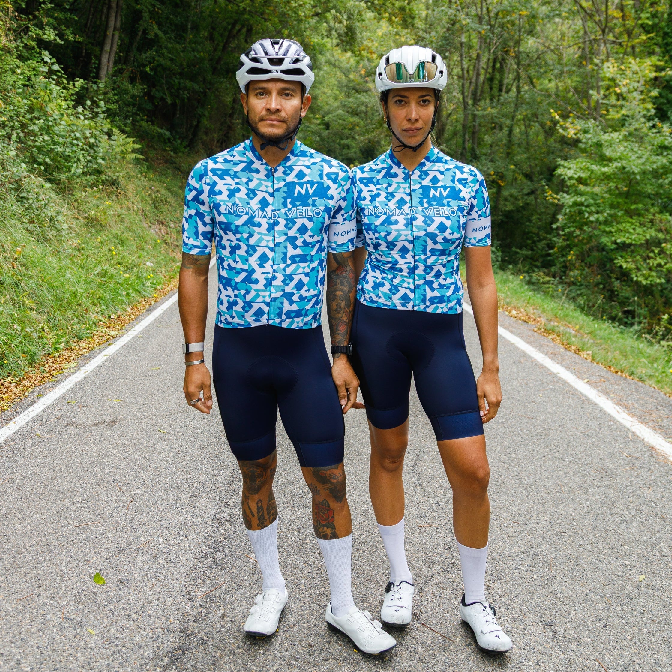 Cycling Blue Camouflage Jersey – Short Sleeve Aero Fit Pattern Design | Nomad Vélo