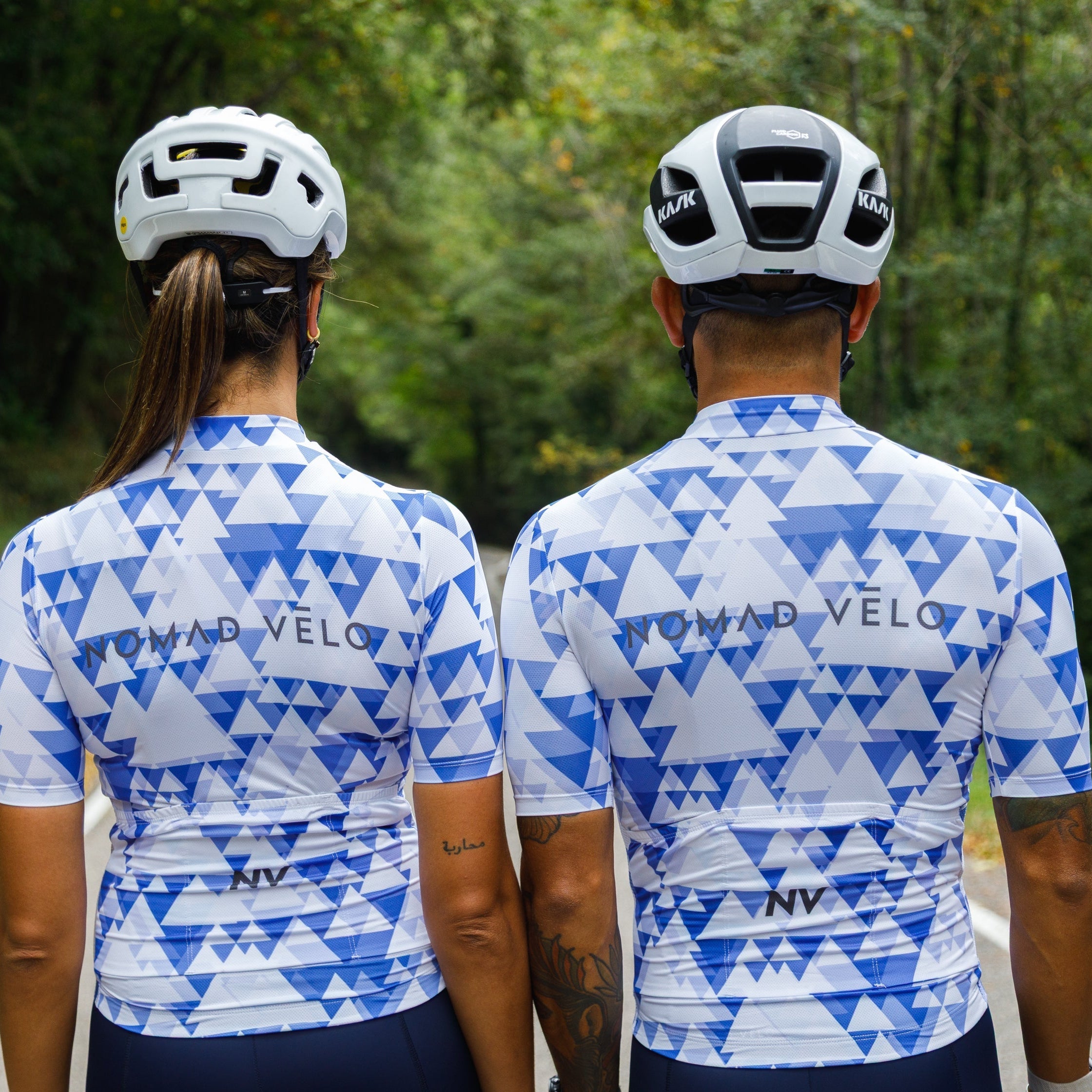 Cycling Blue Aero Jersey – Short Sleeve Race Fit Geometric Pattern Fast Rides | Nomad Vélo