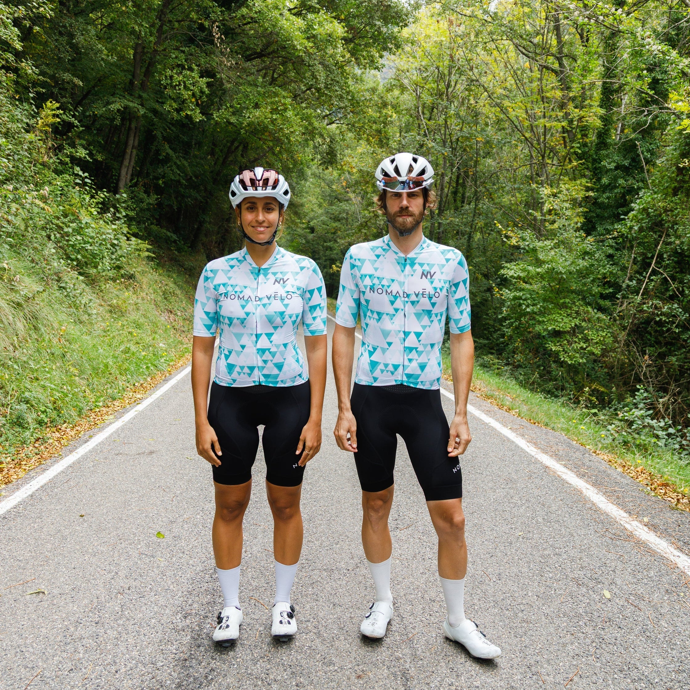 Cycling Green Aero Jersey – Short Sleeve Race Fit Geometric Pattern Fast Rides | Nomad Vélo