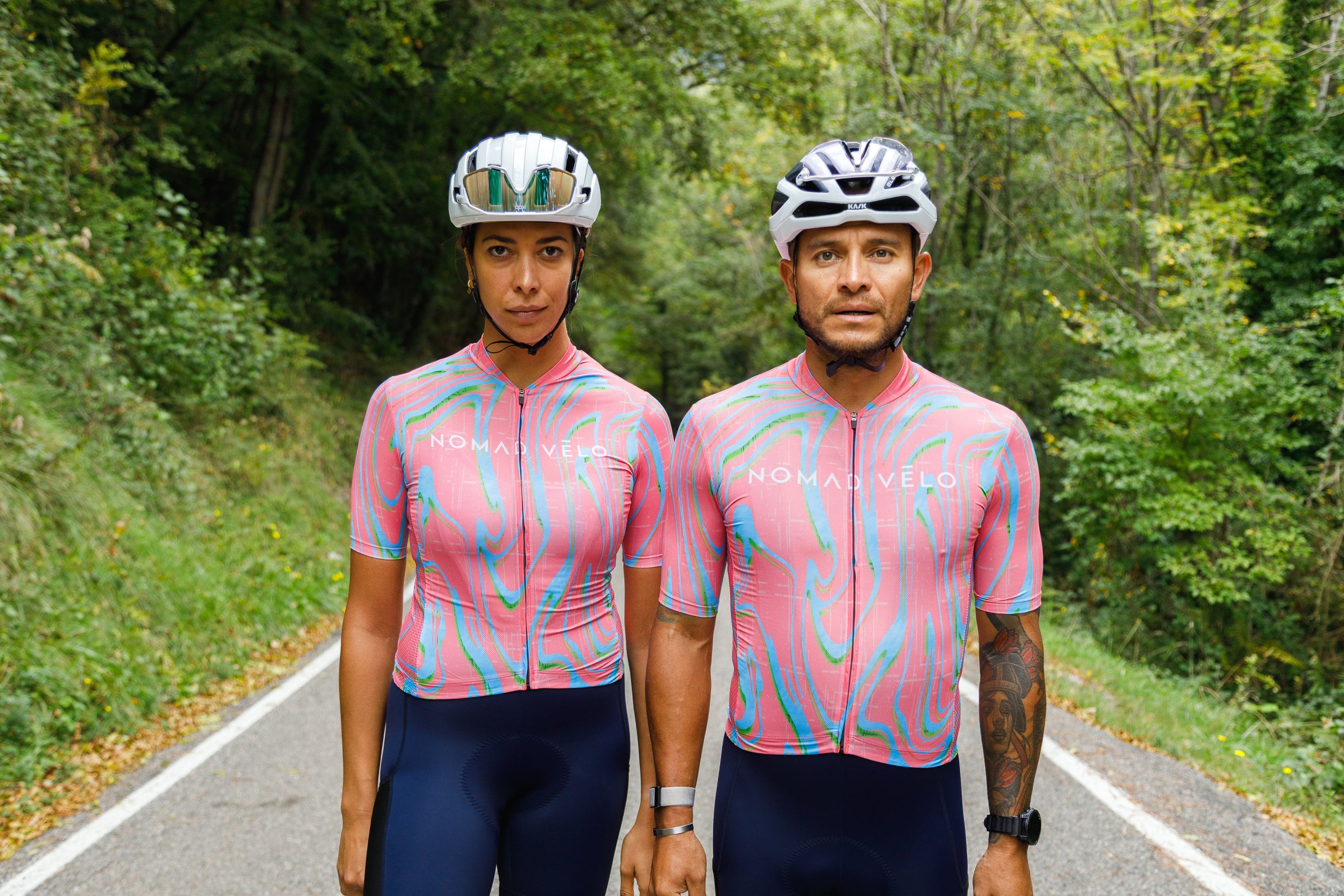 Cycling Pink Pro Jersey – Short Sleeve Race Slim Fit Neon Ember Pattern | Nomad Vélo
