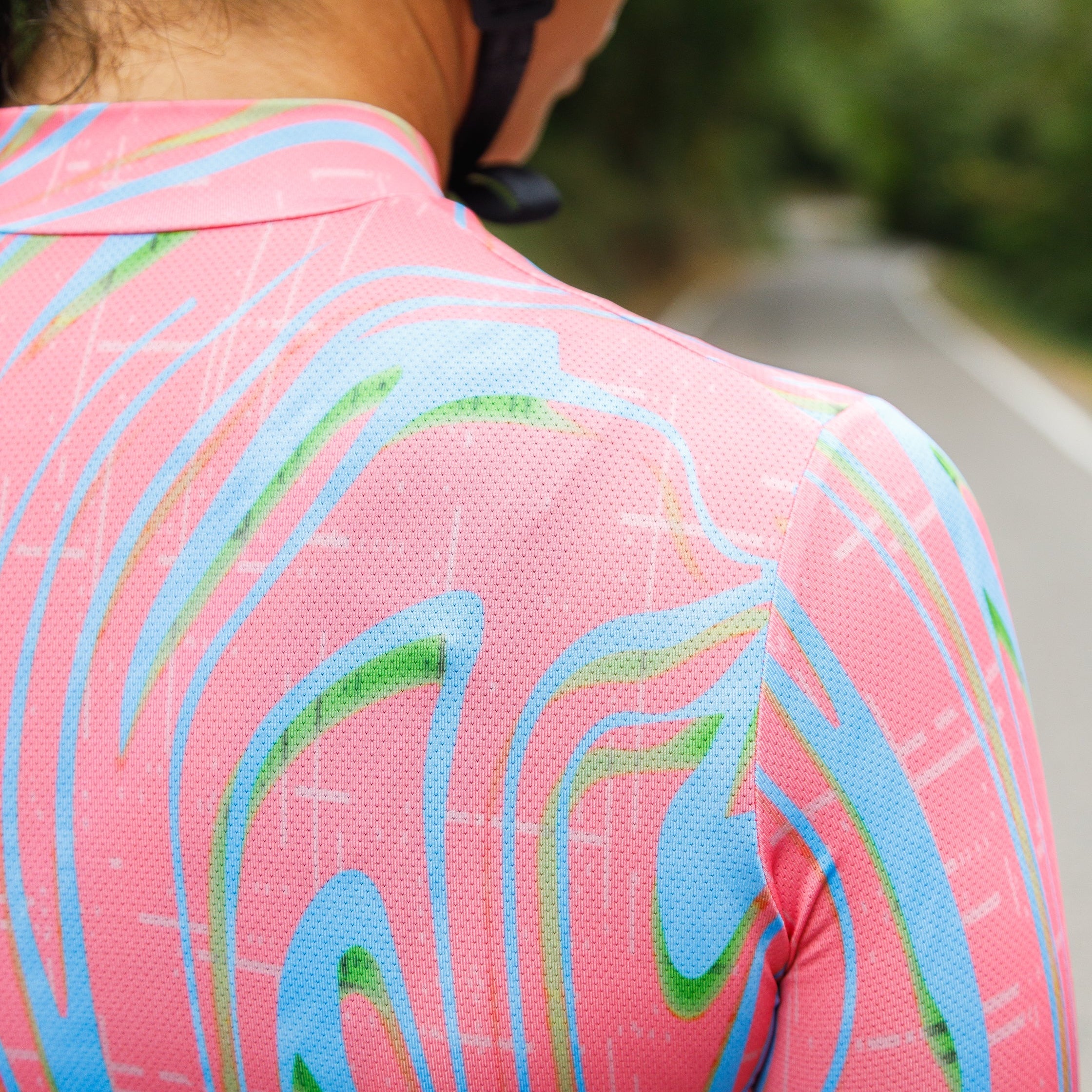 Cycling Pink Pro Jersey – Short Sleeve Race Slim Fit Neon Ember Pattern | Nomad Vélo