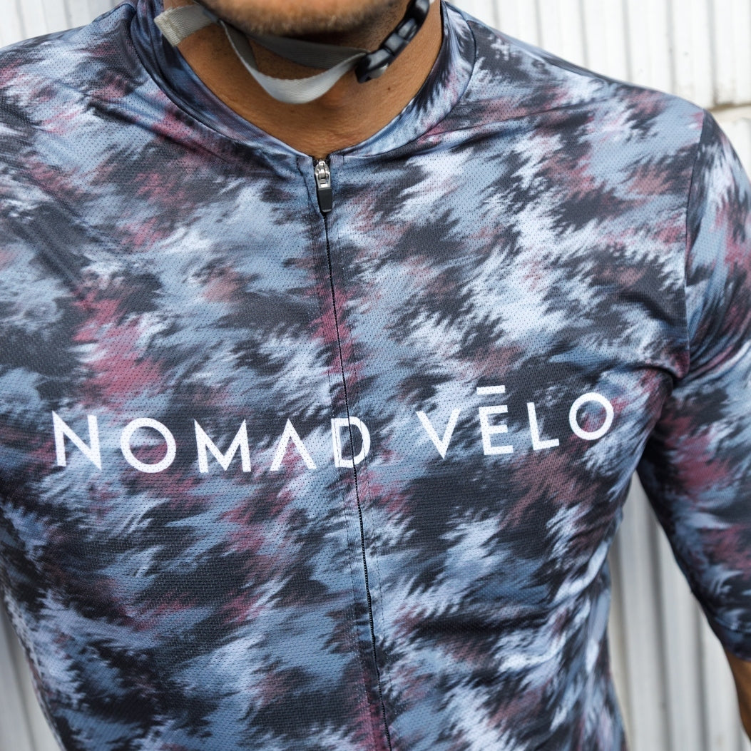 Cycling Distorsion Jersey – Short Sleeve Aero Fit Optical Print Impact Design | Nomad Vélo