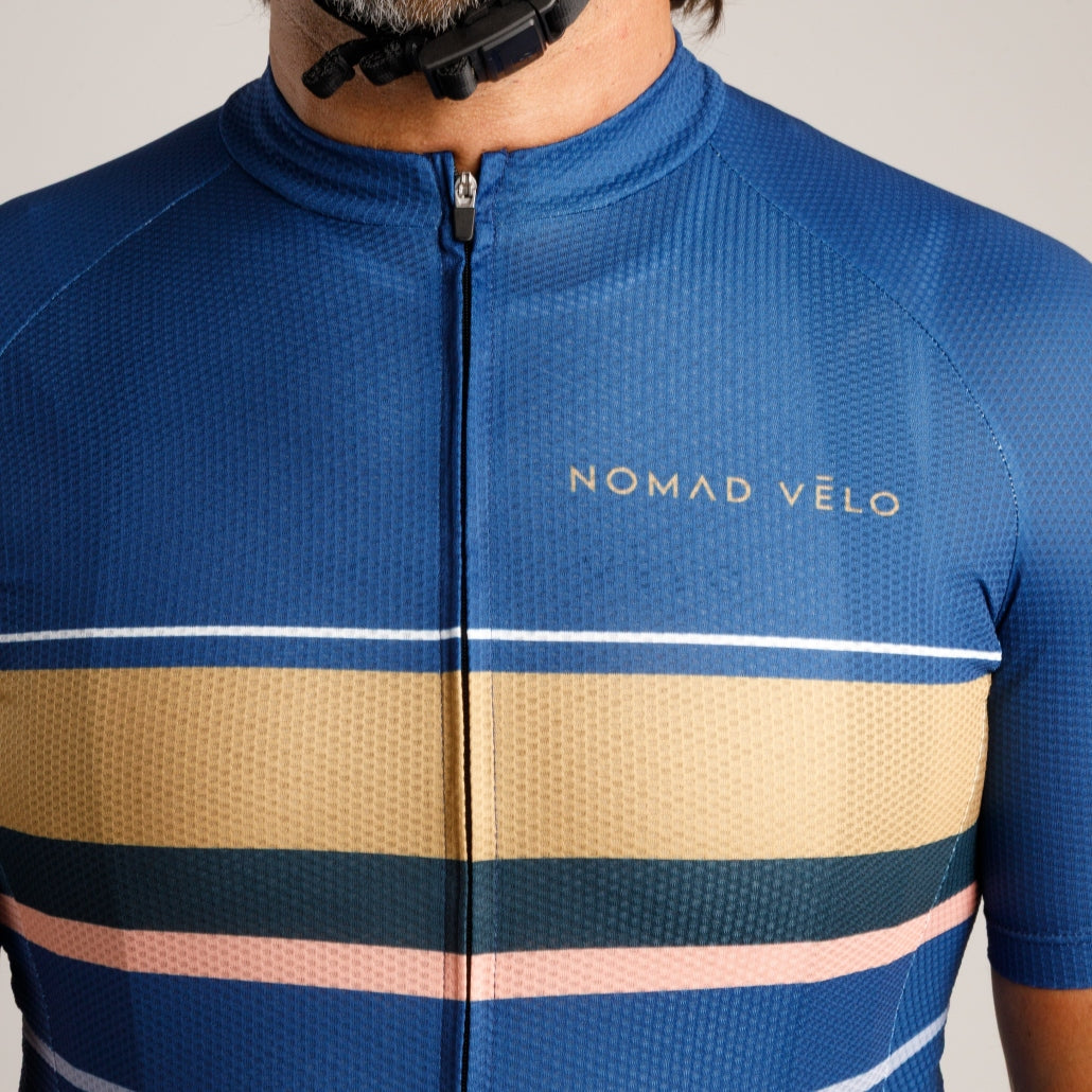 Cycling Blue Classic Jersey – Short Sleeve Aero Road Timeless Design Performance | Nomad Vélo