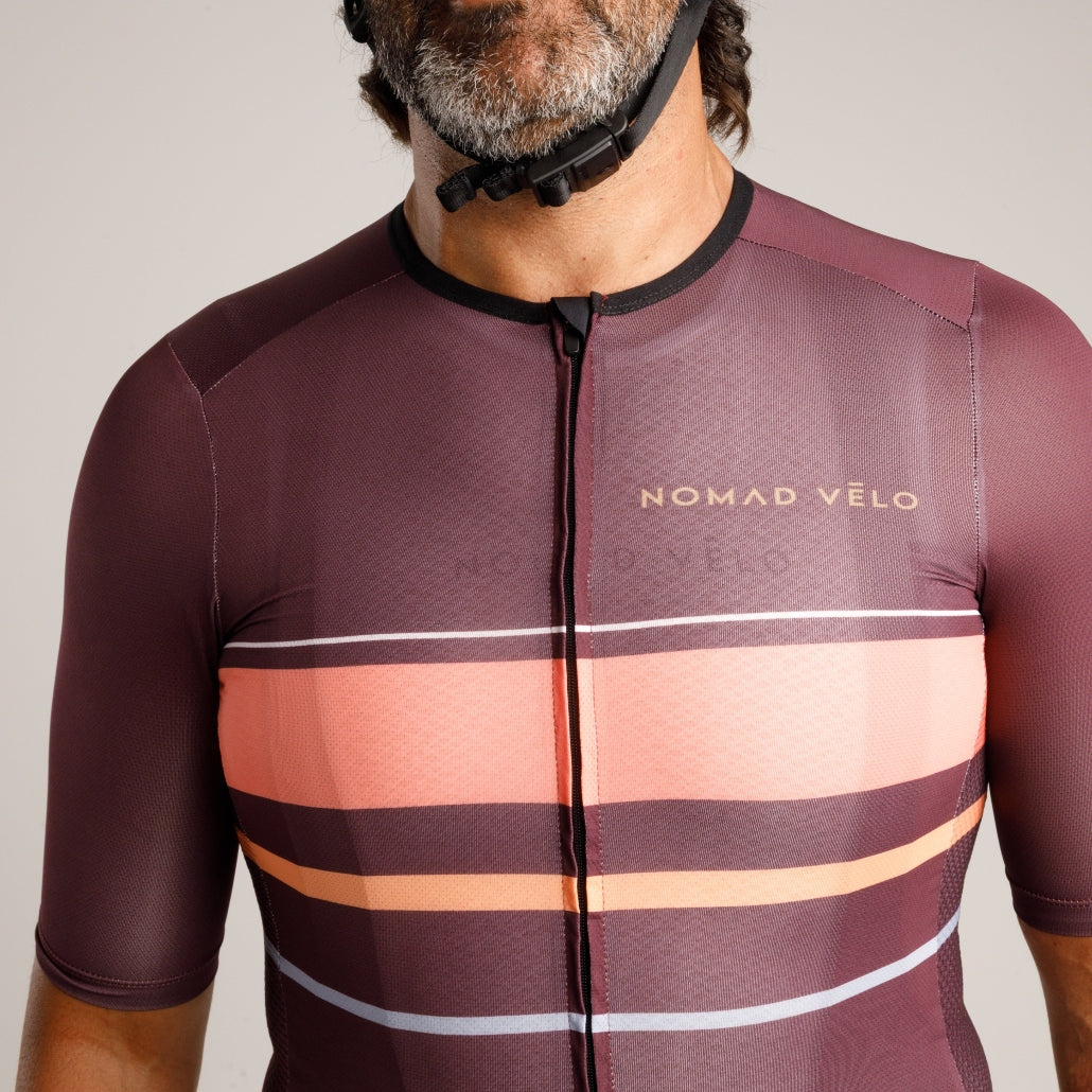 Cycling Maroon Classic Jersey – Short Sleeve Aero Comfort Long Rides Endurance | Nomad Vélo