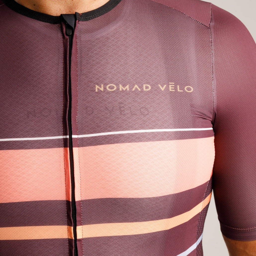 Cycling Maroon Classic Jersey – Short Sleeve Aero Comfort Long Rides Endurance | Nomad Vélo