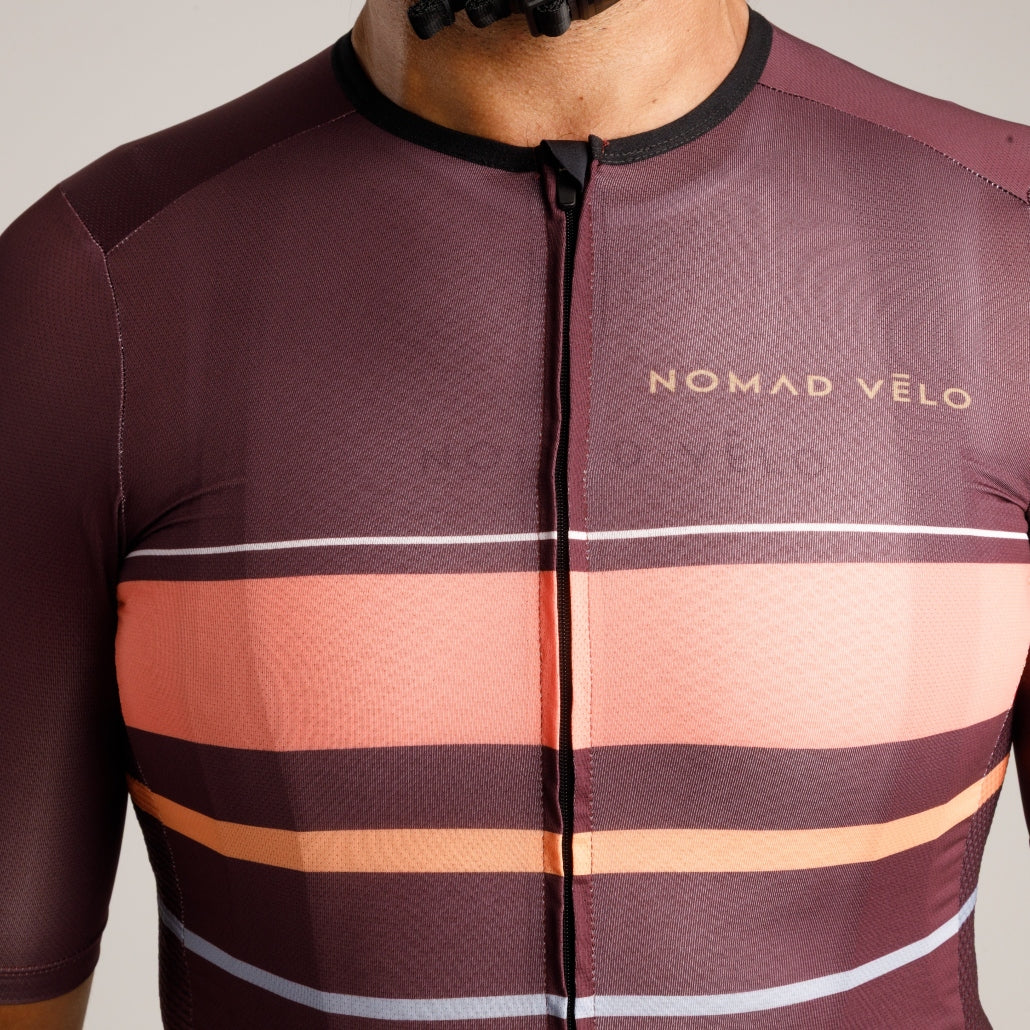 Cycling Maroon Classic Jersey – Short Sleeve Aero Comfort Long Rides Endurance | Nomad Vélo