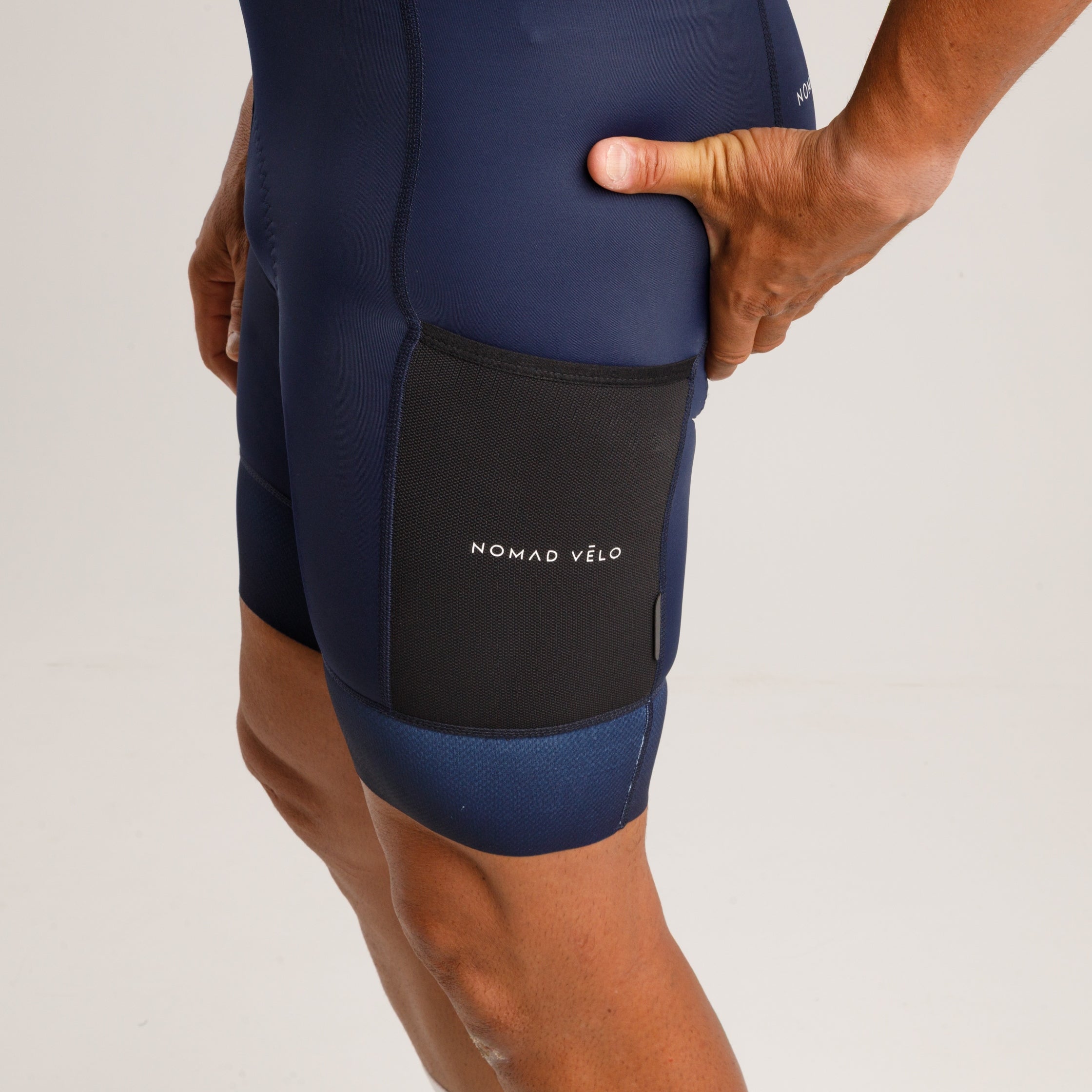 Cycling Navy Cargo Shorts – Padded Multi-Pocket Comfort Endurance Storage | Nomad Vélo